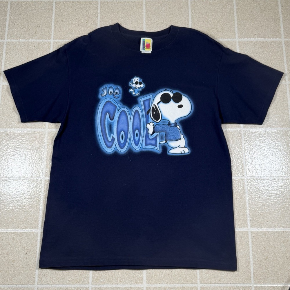 Vintage 90s Peanuts Snoopy & Woodstock Joe Cool T-Shirt Size L Rare Made In USA